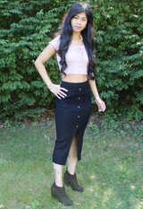 black ribbed midi skirt