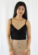 black v-neck tank top crop top camisole