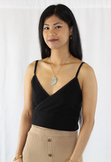 black v-neck tank top crop top camisole