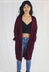chunky burgundy sweater cardigan