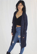 chunky navy sweater cardigan