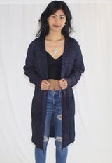 chunky navy sweater cardigan