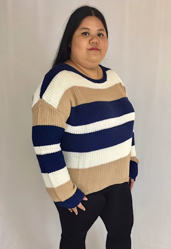 color block knit tunic pullover plus size sweater