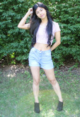 high rise cuffed denim shorts in light wash