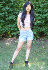 high rise cuffed denim shorts in light wash