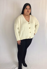 ivory cream v-neck button down cardigan swetaer plus size