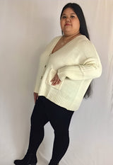ivory cream v-neck button down cardigan swetaer plus size
