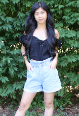 luxurious off shoulder black crop top