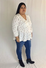 plus size peplum top in white
