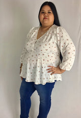 plus size peplum top in white