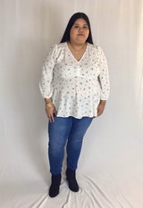 plus size peplum top in white