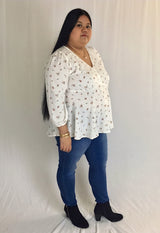 plus size peplum top in white
