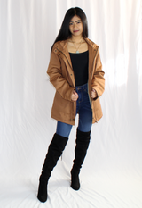 winter parka jacket in camel