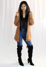 winter parka jacket in camel