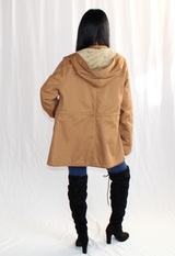 winter parka jacket in camel