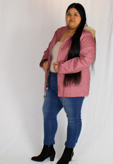 winter parka jacket in mauve