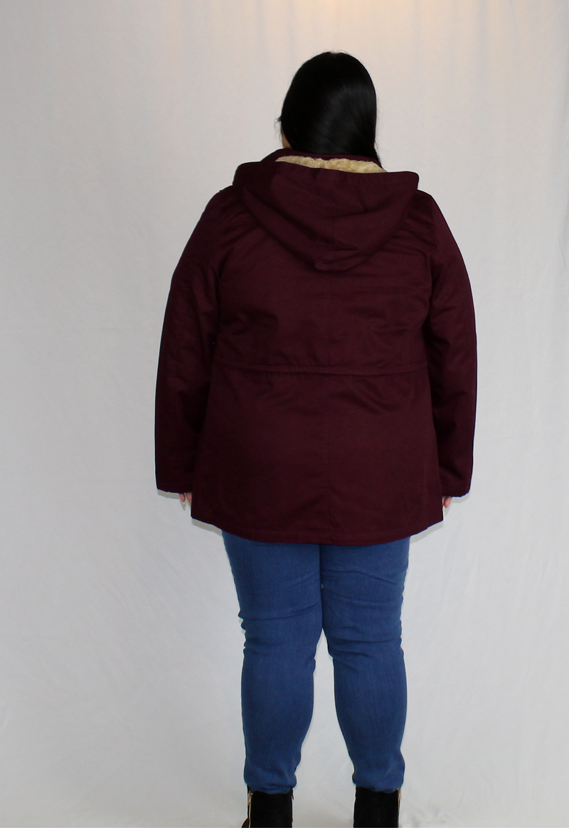winter parka jacket plus size in mulberry