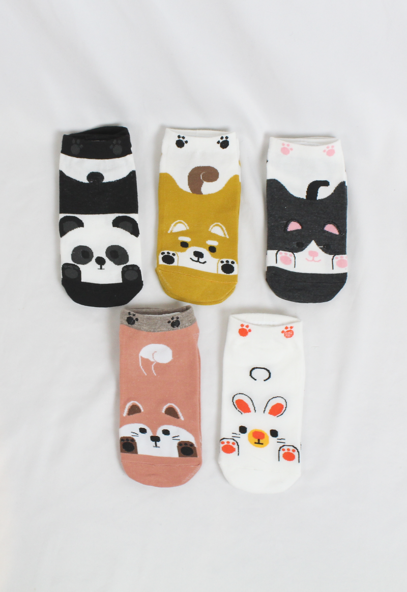animal print socks for cat, dog, fox, panda and rabbit