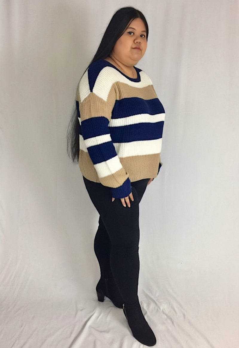 color block knit tunic pullover plus size sweater