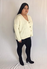 ivory cream v-neck button down cardigan swetaer plus size