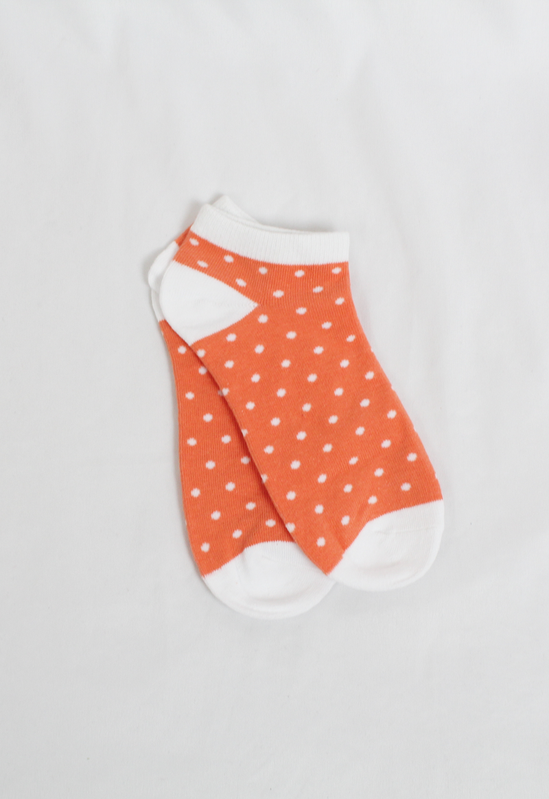 orange and white polka dot cotton socks