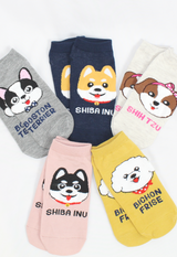 organic animal print cotton socks in dog breeds style