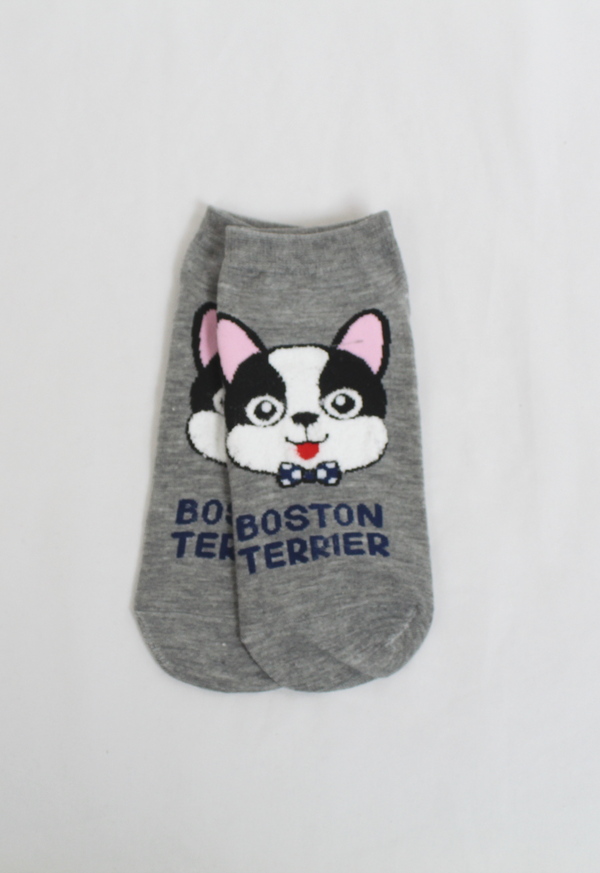 organic boston terrier print cotton socks