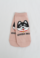 organic shiba inu print cotton socks in pink