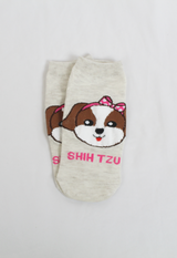 organic shihtzu print cotton socks