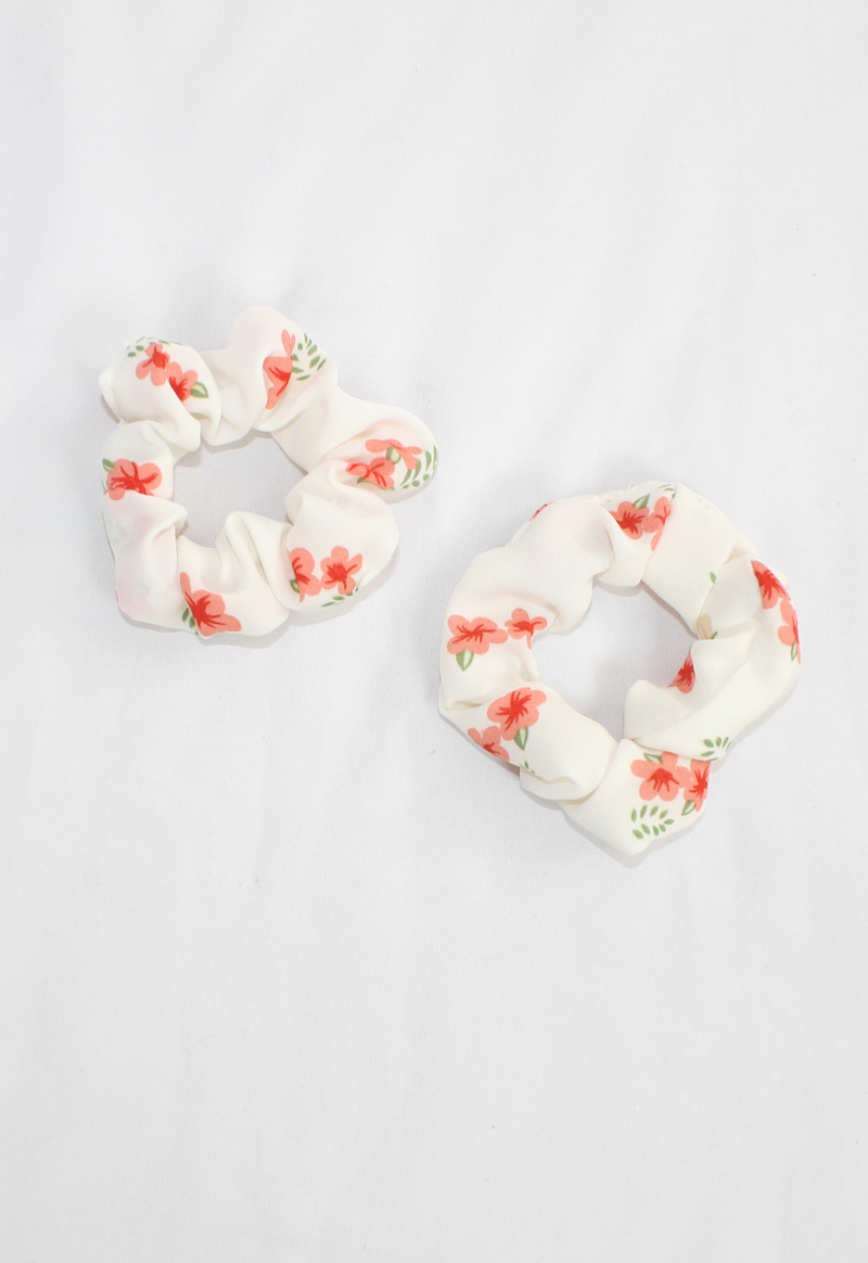 pastel floral white scrunchies