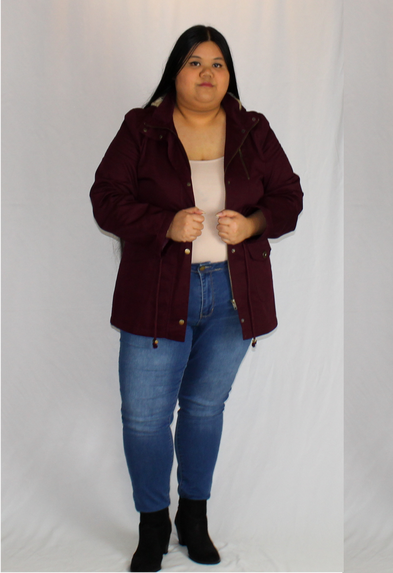 winter parka jacket plus size in mulberry